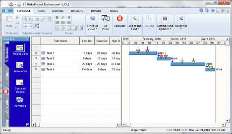 PR7_JCLSchedule Perform Joint Confidence Level Analysis with RiskyProject