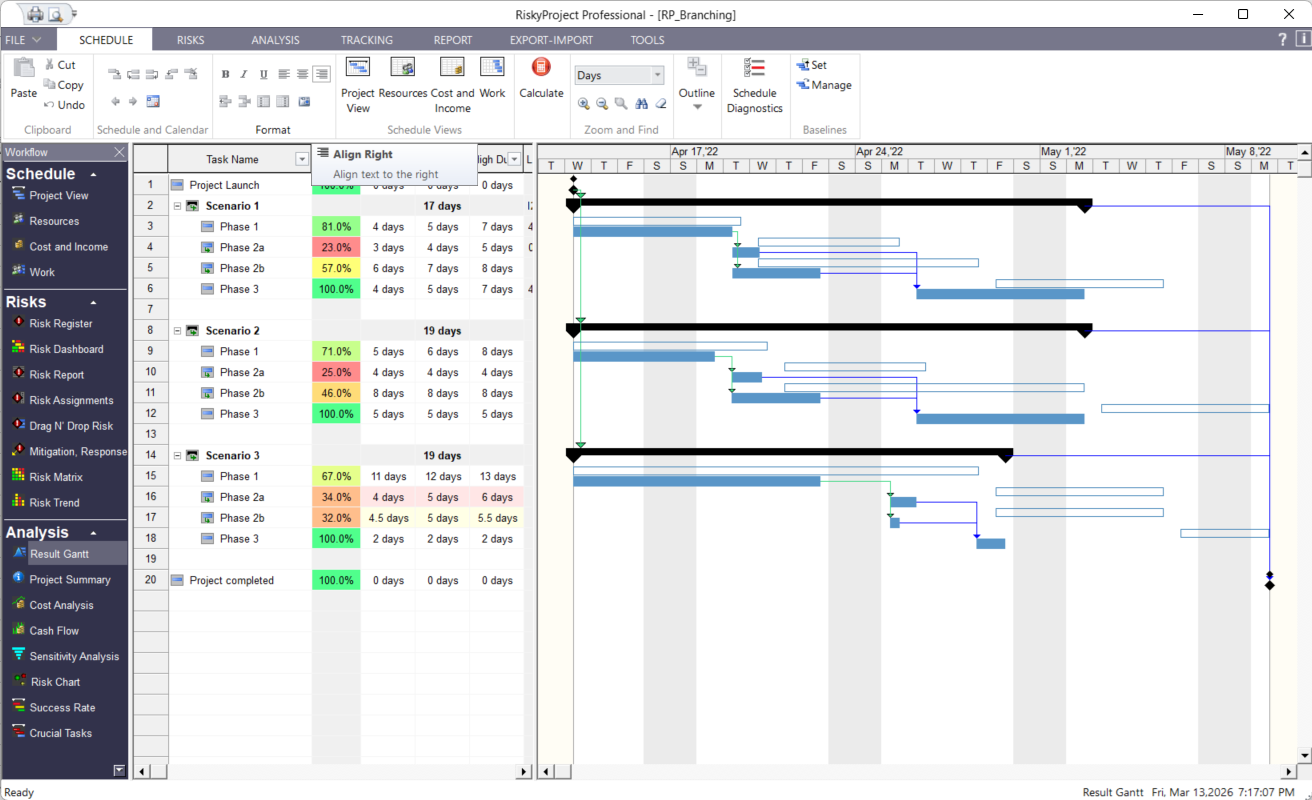 RiskyProject Professional: Probabilistic and Conditional Branching