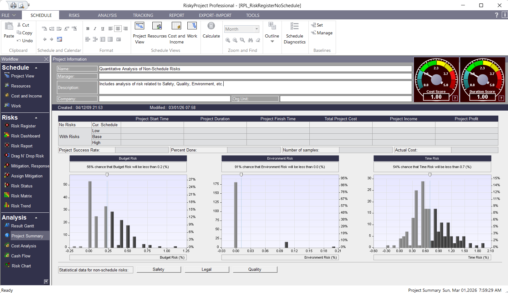 RiskyProject v8 Quantitative Analysis of Non-Schedule Risks RiskyProject v8 Quantitative Analysis of Non-Schedule Risks