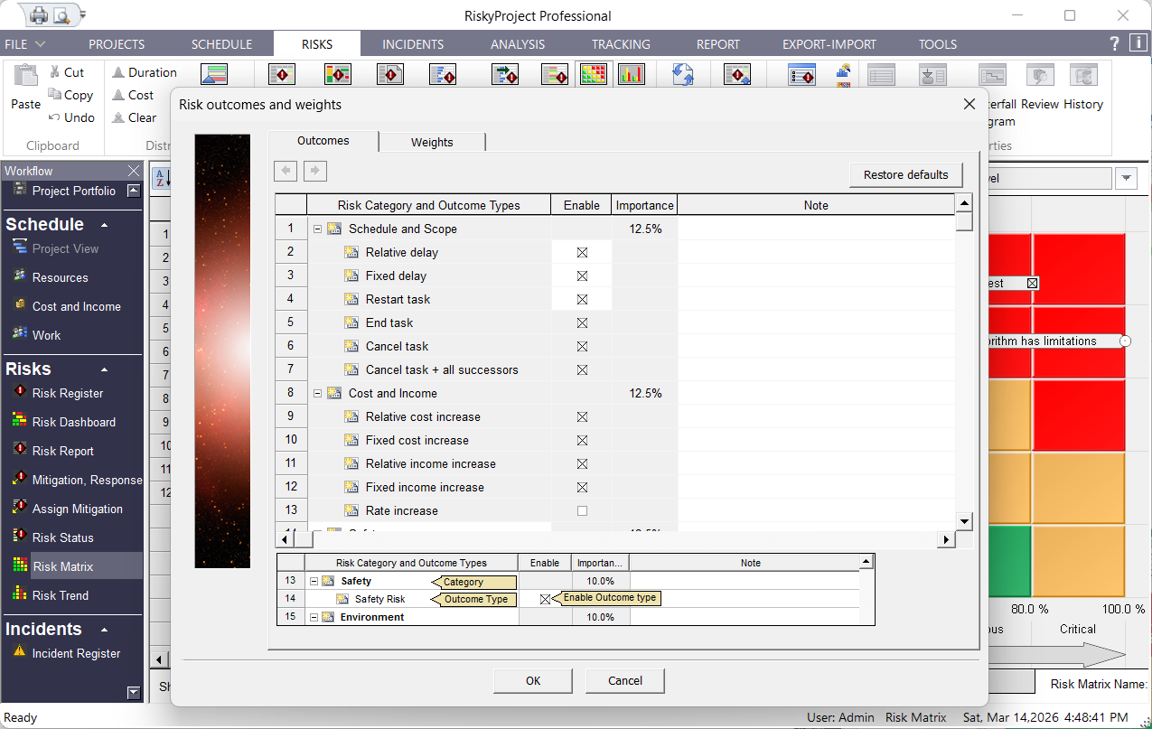 RiskyProject Enterprise: Risk Categories