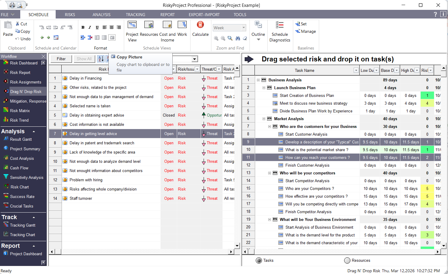 RiskyProject Workflow: Assign Risks To Tasks