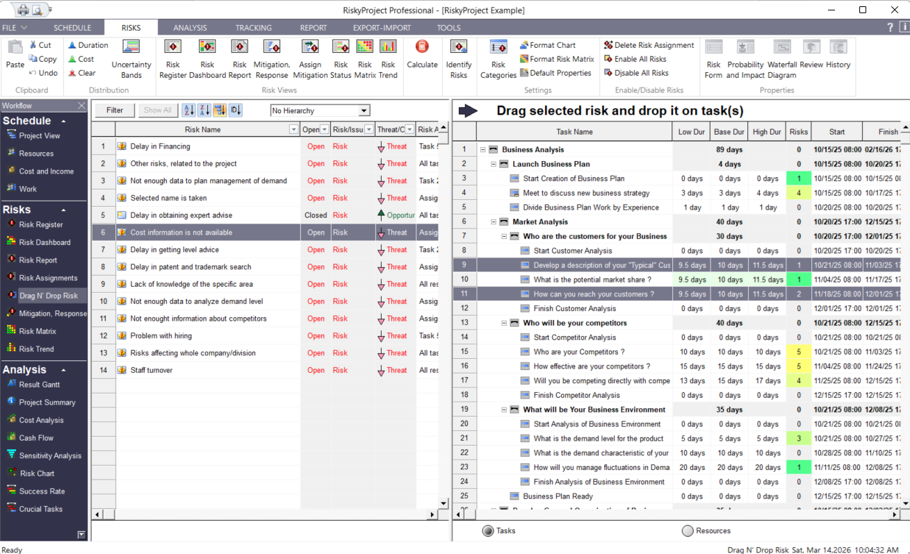 Workflow: Assign Risks To Tasks Using Risk Drag'N'Drop