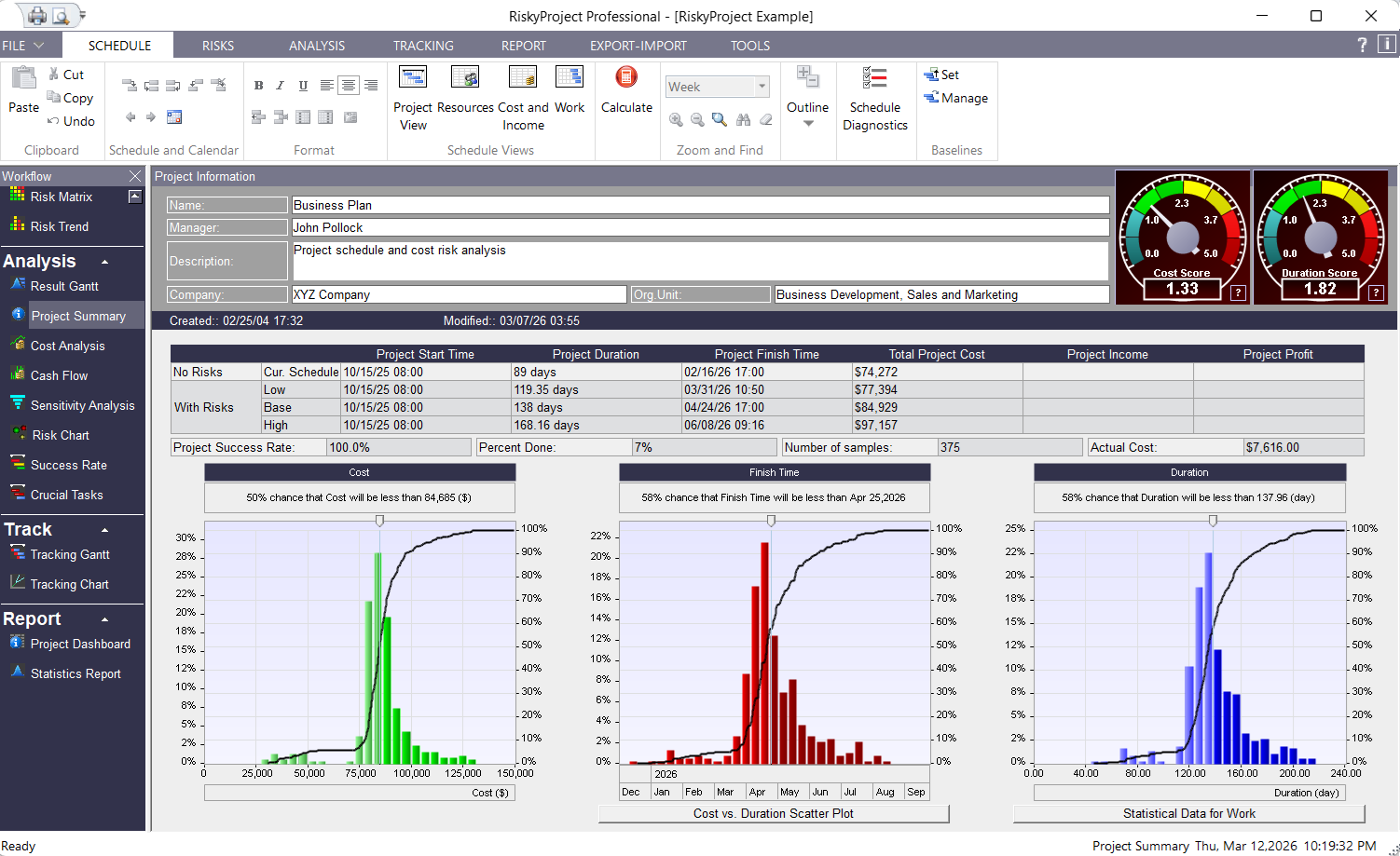RiskyProject Workflow: Project Summary